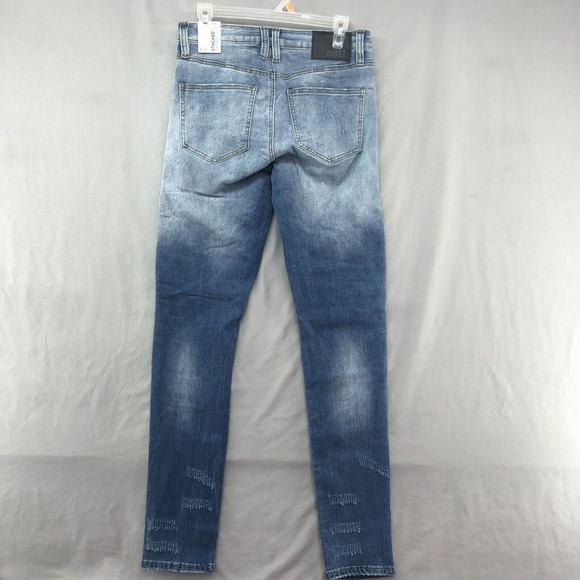 New Mens Rue21 Jean‎ Size 32/36 (32/32) Premium Stacked Skinny Patch Distressed - Picture 5 of 12